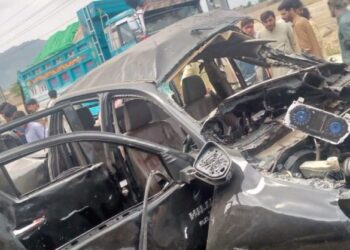 Blast scene in Bajaur after attack on Assistant Commissioner – July 2025